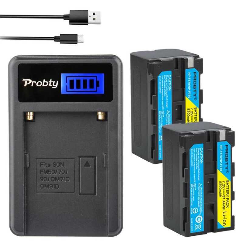 C Original Probty 5200Mah NP F750 NP F770 Np-F750 Battery + LCD USB Charger For Sony NP F70 F60 F55