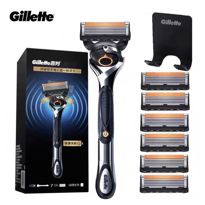 Gillette Fusion 5 Proglide Hybrid 2.0 Power Razor 7 ใบมีดทดแทนพร้อมแถบหล่อลื่นสําหรับ Smooth Glide