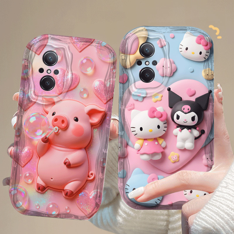 สําหรับ OPPO A57 A77S A76 A36 A77 A74 A95 Narzo 50 45G น่ารักน่ารักหมู Melody การ์ตูน 2D ซิลิโคนนุ่ม