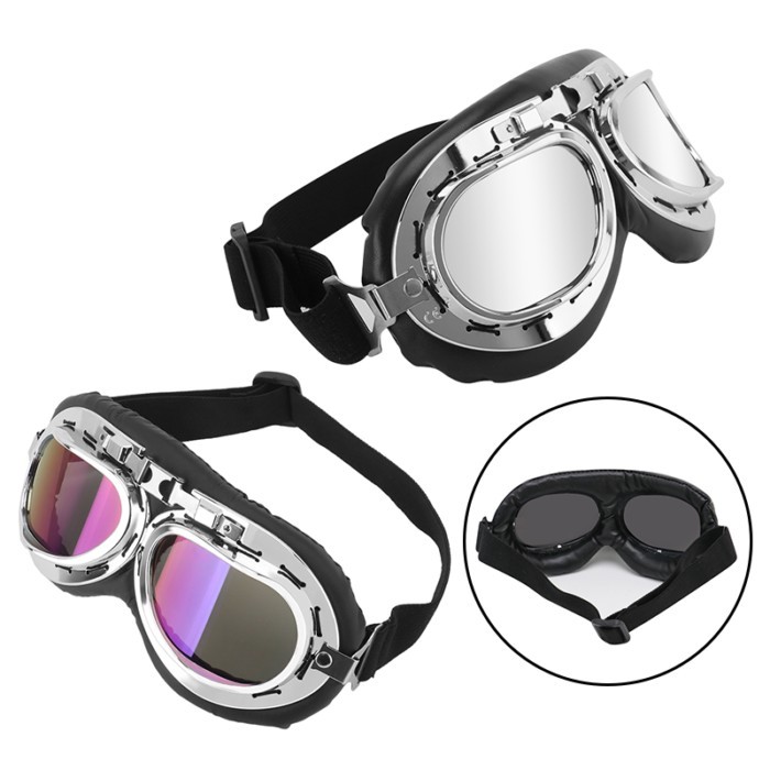 Moto Classic Goggles Vintage Motorcycle ABS Goggles Windproof Aviator Style Punk Colorful Adjustabl
