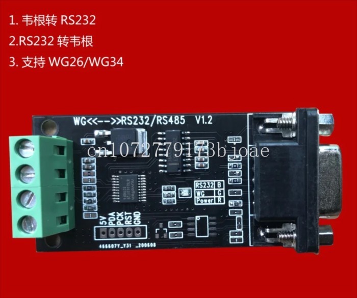 Convertidor Wiegand a RS232/RS485/TTL, entrada y salida de texto, compatible con WG26/34