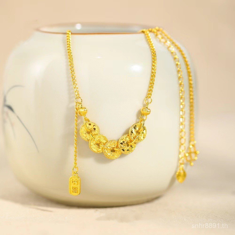 สร้อยคอทอง 18k สไตล์จักรพรรดิ Shuibei สีสันสวยงาม อัญมณีAu750 โชคดี