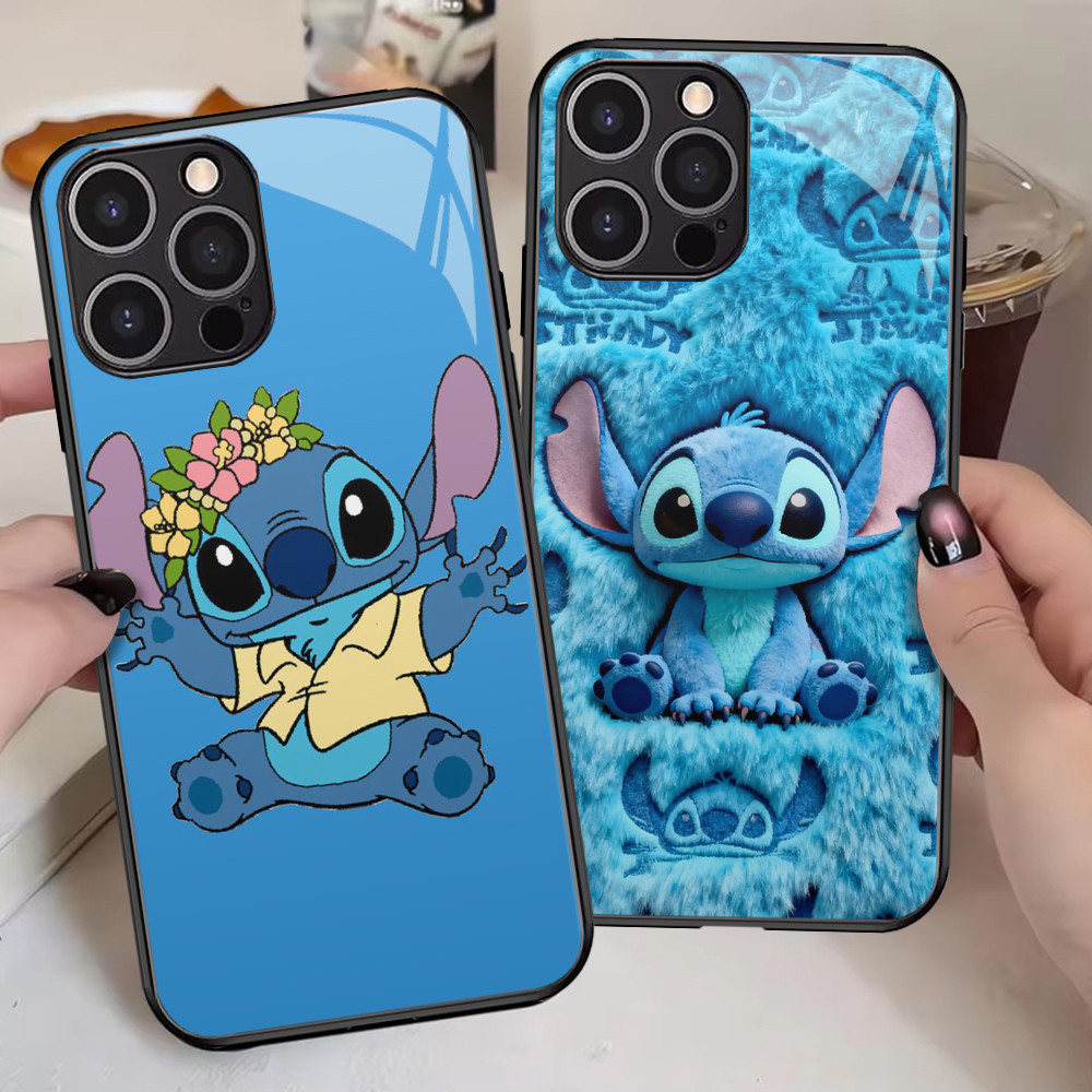 G-69 Stitch HD Glass Casing สําหรับ iPhone 15 8 XR 6S XS 7 X 6 Plus Pro Max Case