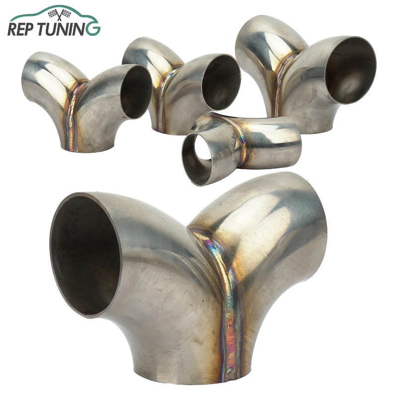 Stainless Steel Exhaust Y Shape Connector Joint Pipe Tube 2/2.25/2.5/3.0inch Adapter Coupler Exhaus