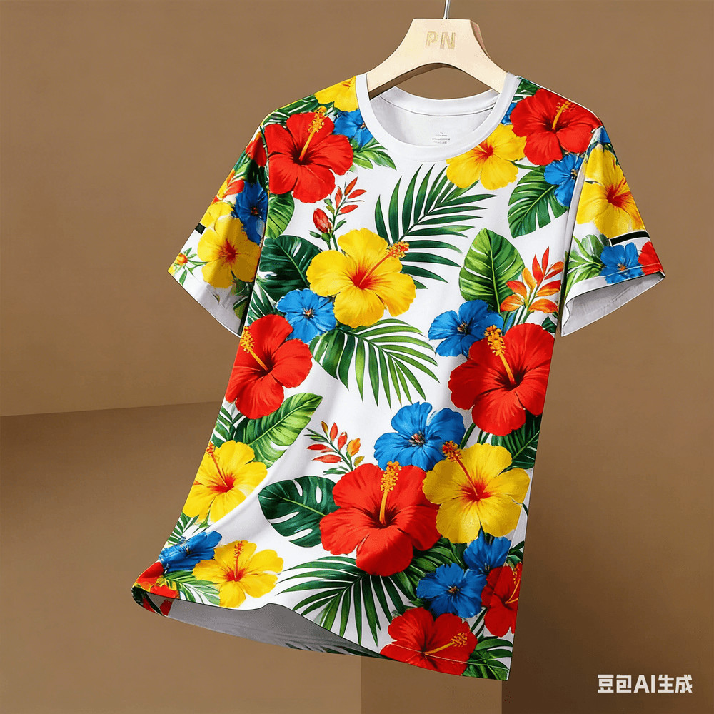 เสื้อยืดแขนสั้นพิมพ์ลายดอกไม้ สไตล์ลำลอง เหมาะสำหรับทั้งชายและหญิง