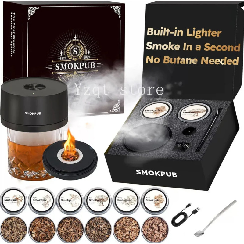Electric Cocktail Smoker SMOKPUB Smoker Set Whiskey Cocktail Fragrance Enhancer.