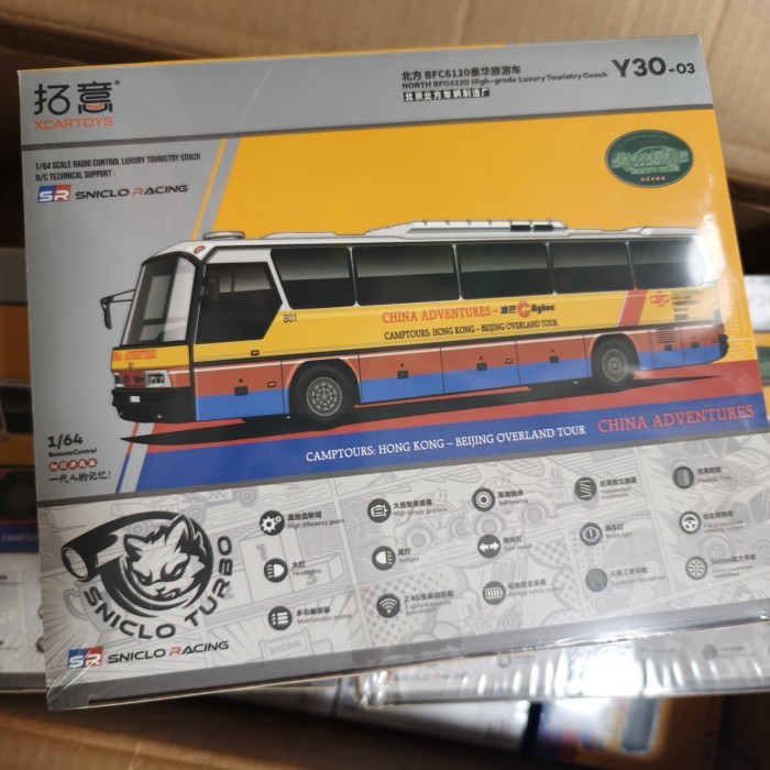 Tuoyi 1/64 โลหะผสมของเล่นจําลองรถบัสรีโมทคอนโทรลรถบัส North BFC6120 รถการท่องเที่ยวหรูหรารุ่น