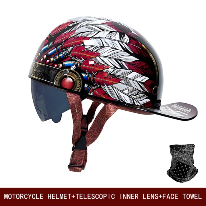Motorcycle helmet with endoscope, half helmet, cruising helmet, universal scooter, bicycle personal