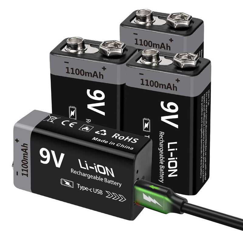 C Kuugro USB V Rechargeable Battery 1100Mah Type-C Rechargeable 6F22 V Li-Ion Battery For RC Helico