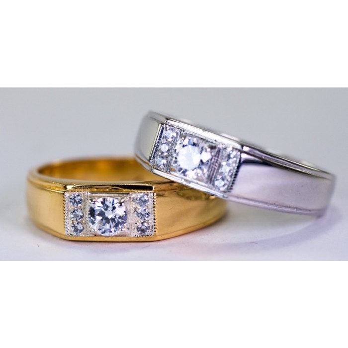(R134 ชื่อแบบ "ม่วงมณีรัตน์") : แหวนทองคำประดับเพชรแท้เม็ดยอด น้ำหนัก 30 ตัง (Engagement Rings)