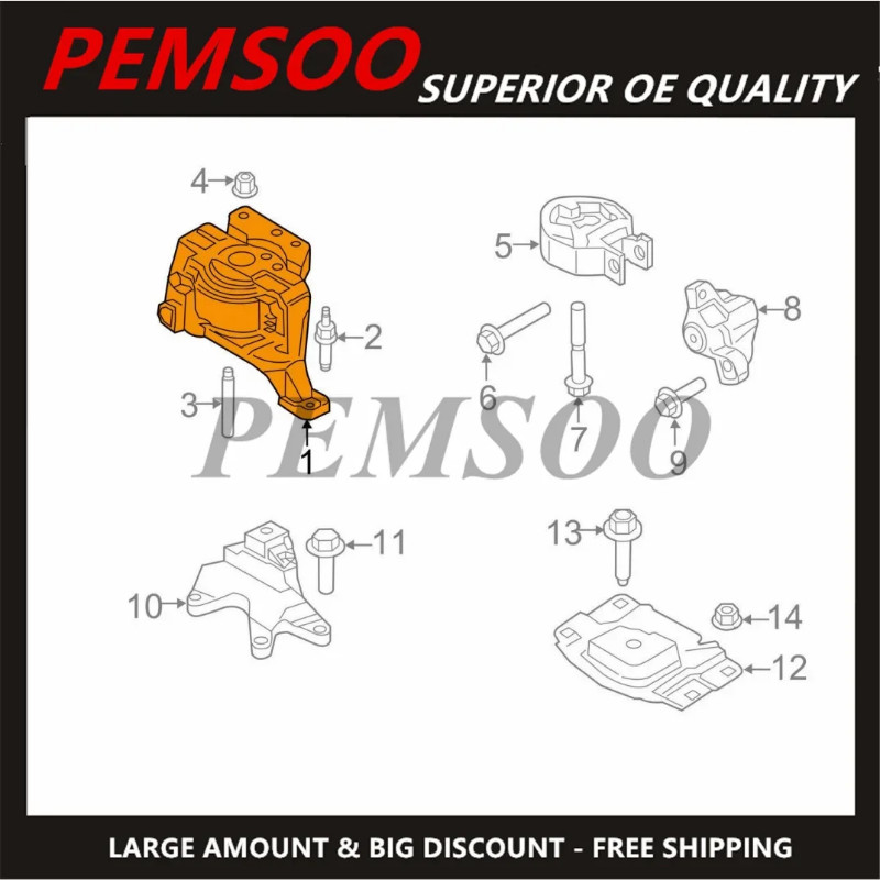 1PC Engine Motor Transmission Mount Kit Engine Support BV6Z-6038-A for Ford Escape Focus Transit Co