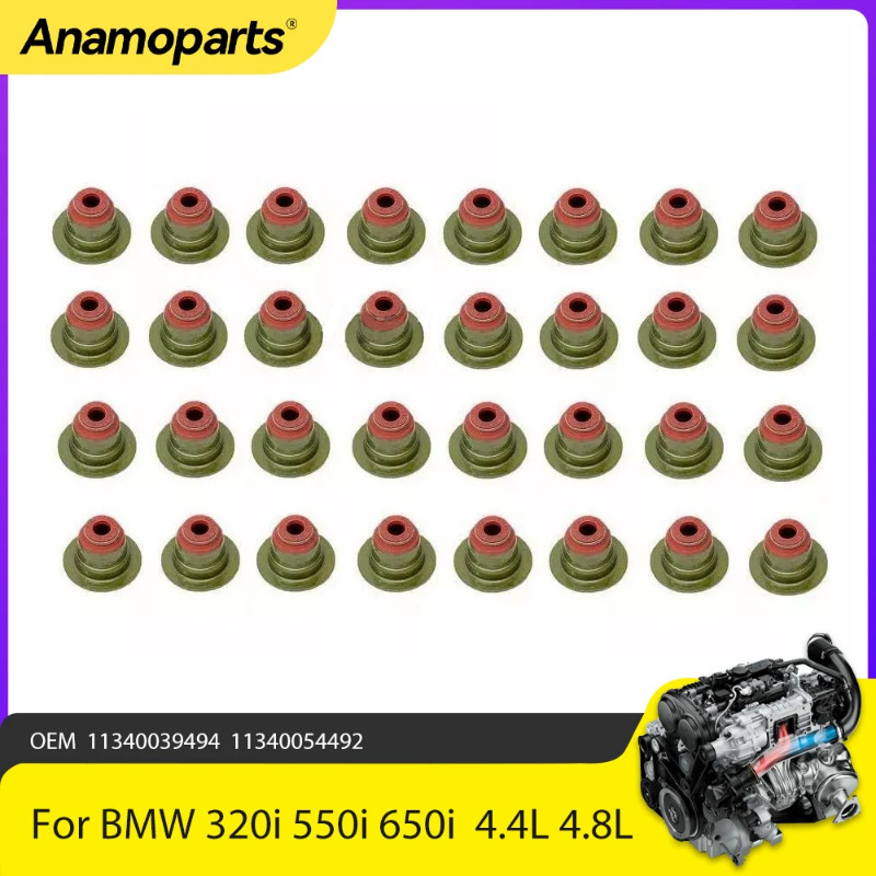 Engine Parts 32pcs Valve Stem Seals Fit 4.4 4.8 L N62 N63 S63 Gas For BMW 320i 550i 650i 750i X5 X6