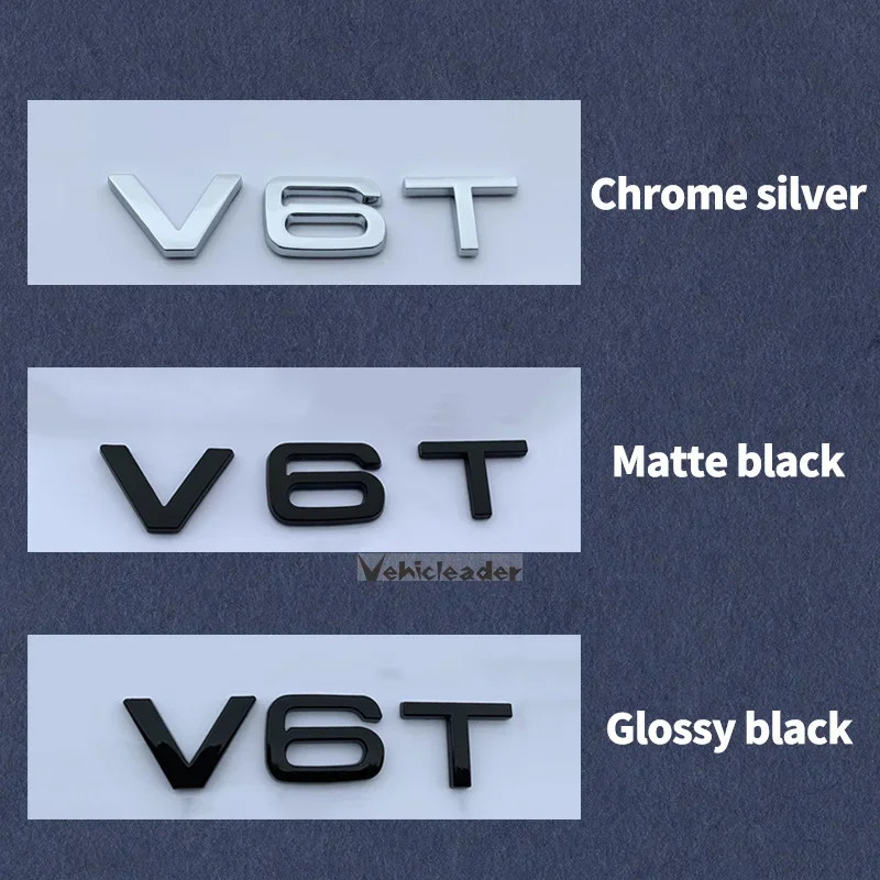 ABS Letter Number Emblem V6T V8T V10 Car Styling Fender Side Rear Trunk Badge Logo Sticker for Audi