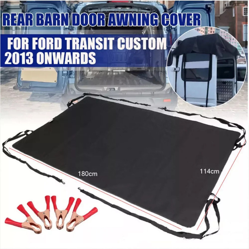 600D Waterproof Durable RV Rear Barn Door Awning Cover for VW for Ford Black Rear Barn Door Awning
