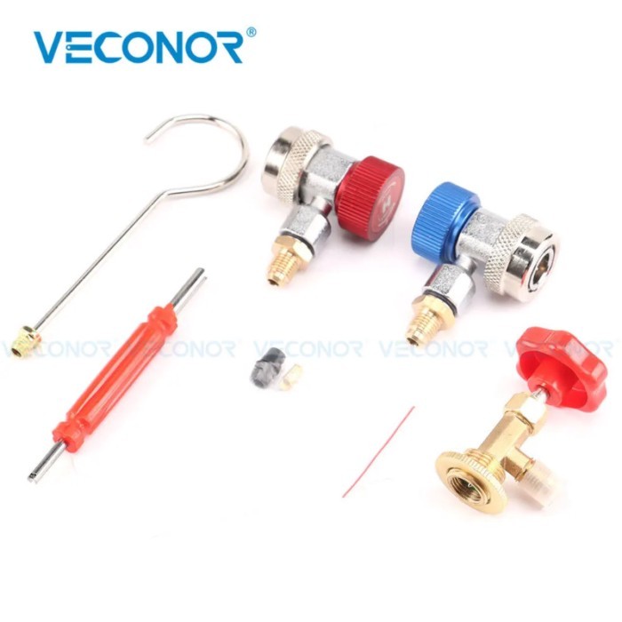 A/C Air Conditioning Refrigerant Manifold Pressure Gauge Hose Manifold Gauge Set with Hose Kit Adap