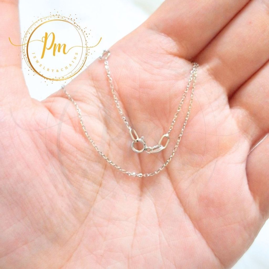 สร้อยคอทองแท้ PM ทองขาวแท้ 14k Italy (583) ลายโซ่3ห่วง มีใบรับประกันจากทางร้าน
