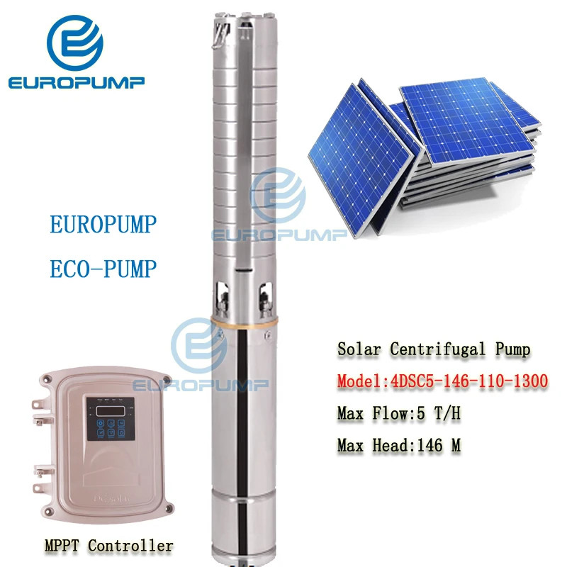 EUROPUMP MODEL(4DSC5-146-110-1300) 4 inch DC 110V 1300W High Quality Solar Water Pump 5000L/H Brush