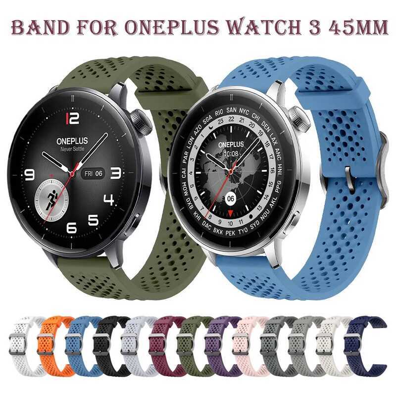 C 18Mm Breathable Band Compatible With Oneplus Watch 3 43Mm Classic Silicone Wristband Fit For Oppo
