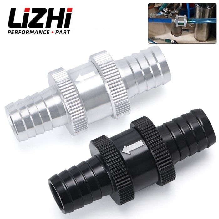 LIZHI RACING - 9/16" 14mm Non Return One Way Fuel Check Valve Aluminum Alloy Petrol Diesel LZ-FCV14