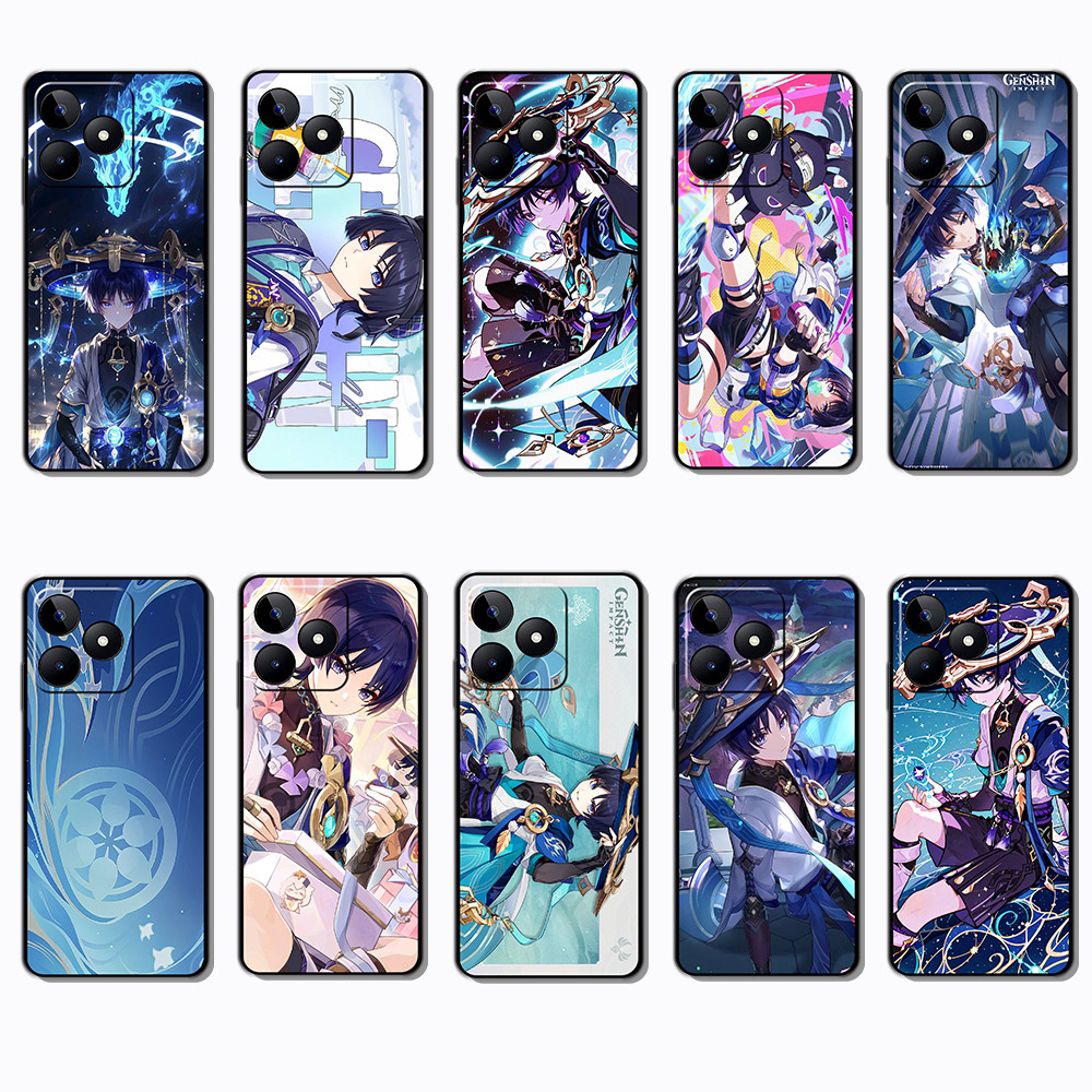 Realme C51S C67 C68 C63 C61 P1 หมายเหตุ 50 Scaramouche เคสโทรศัพท์ TPU ขอบสีดํา | ยืดหยุ่น กันกระแทก