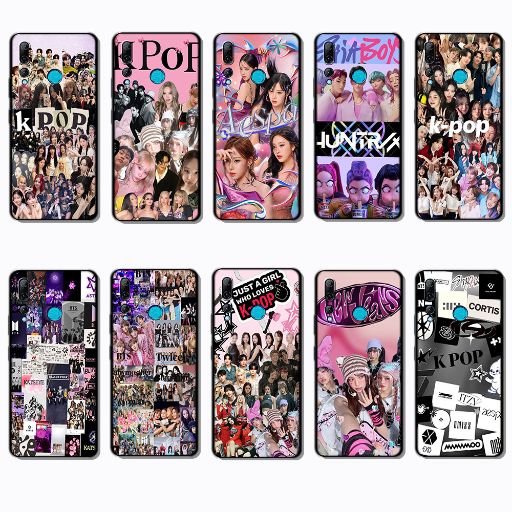 สําหรับ Huawei Y6s Y6 Pro Y7 Y9 Prime K-POP เคส TPU สีดํานุ่ม