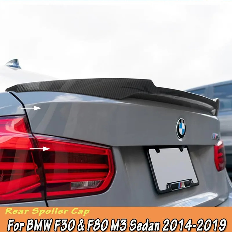 M4 M Performance Style Carbon Look Rear Spoiler Cap For BMW F30 & F80 M3 3 Series Sedan 2014-2019 R