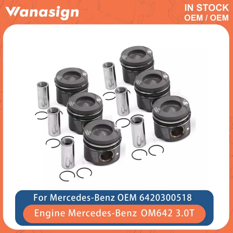 Engine 6X Pistons & Rings Kit Φ83.00mm STD Fit 3.0T For Mercedes-Benz W166 X166 GLE350 ML350 642 OM