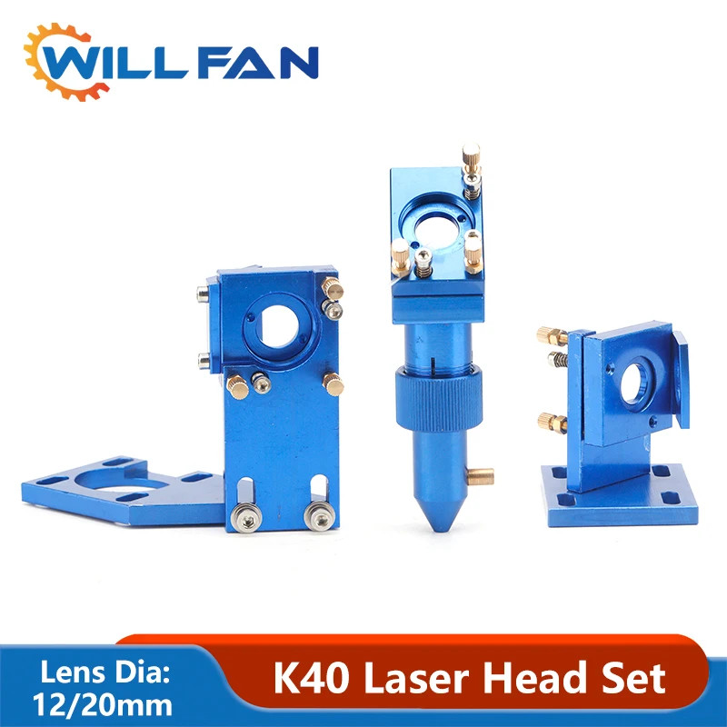 Will Fan K40 Series Bule Co2 Laser Head Set Lens Dia12 20mm Mirror 20mm For 2030 4060 Mini Desk Las