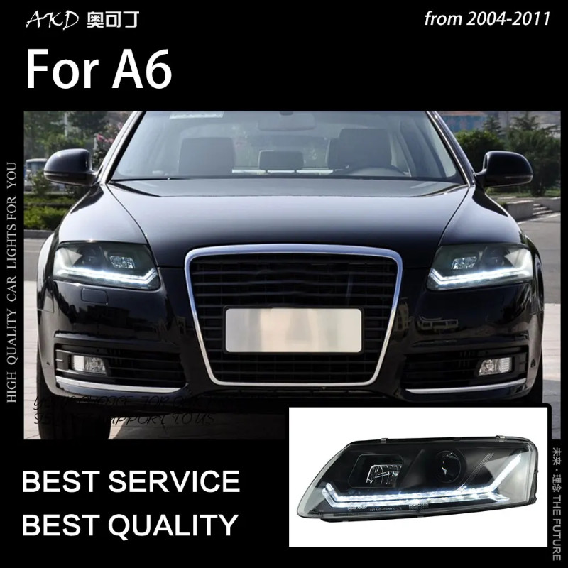 AKD Car Styling Head Lamp for A6 Headlights 2004-2011 A6 LED Headlight C5 C6 Turn Signal DRL Bi Xen