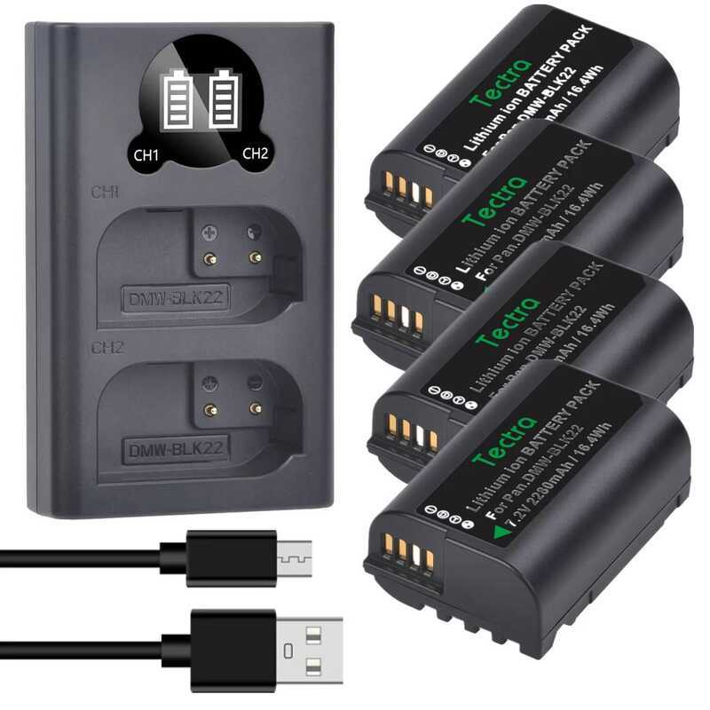 C 2280Mah Dmw-Blk22 Battery& Dual Charger For Lumix Dc-S5 Dc-S5 II Dc-S5 IIX Gh5 II Gh6 S5ii S5iix