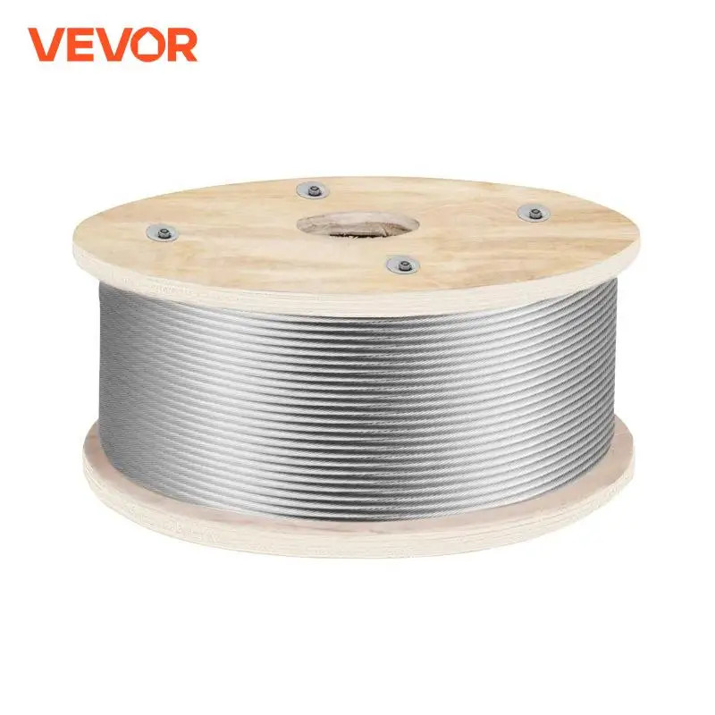 VEVOR 500Ft / 1000Ft T316 Stainless Steel Wire Rope Soft Fishing Lifting Cable 1*19 Clothesline 4mm