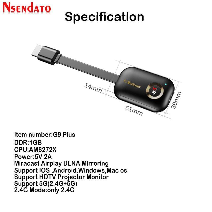 Mirascreen G9 Plus 2.4G/5G 4K Miracast Wifi สําหรับ DLNA AirPlay HD TV Stick Wifi จอแสดงผล Dongle Re
