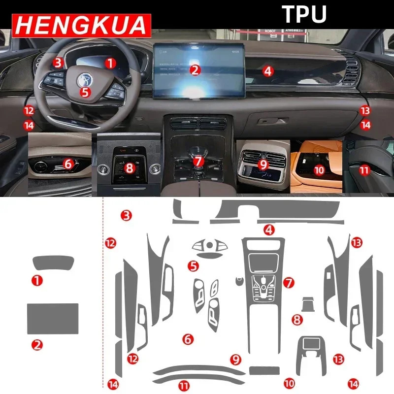 Tpu Film for BYD DMI EV Song Plus Han EV Car Interior Sticker Center Console Gear Touch Screen Dash