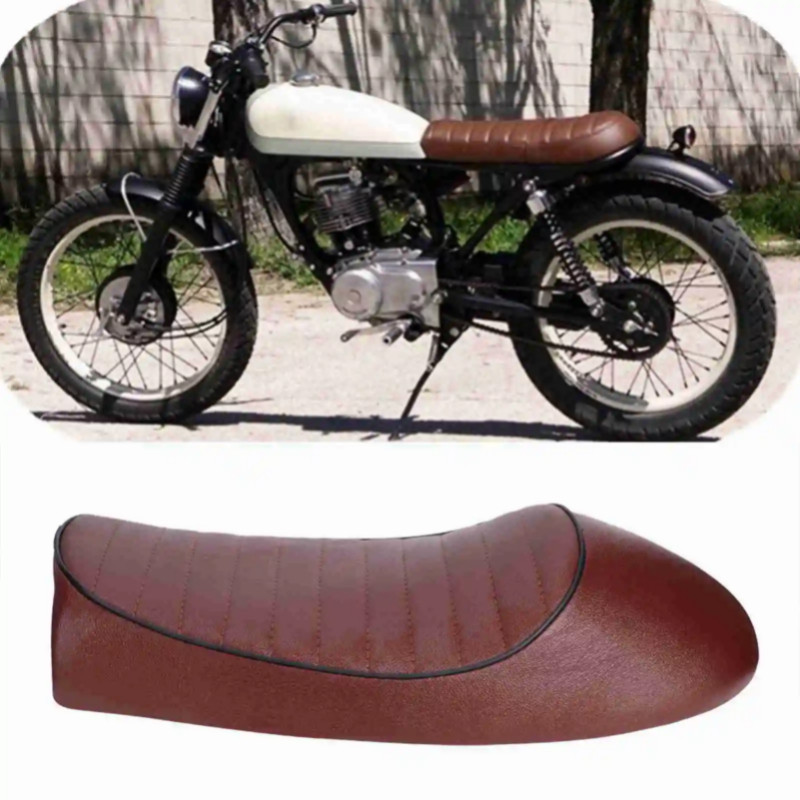Motorcycle PU Leather Vintage Cafe Racer Seat Flat Saddle Cushion For Honda CG125 GN CG CB400SS