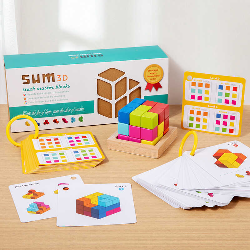ไม้สามมิติ Cube Thinking Rubiks Cube Building Blocks เรขาคณิตการศึกษาอนุบาลเกมกระดาน Cube ของเล่นเด็