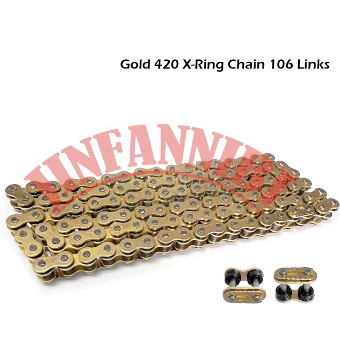 Gold 420 X-Ring Chain 106 Links w/ Connecting Master Link For Honda CR60R XR80R