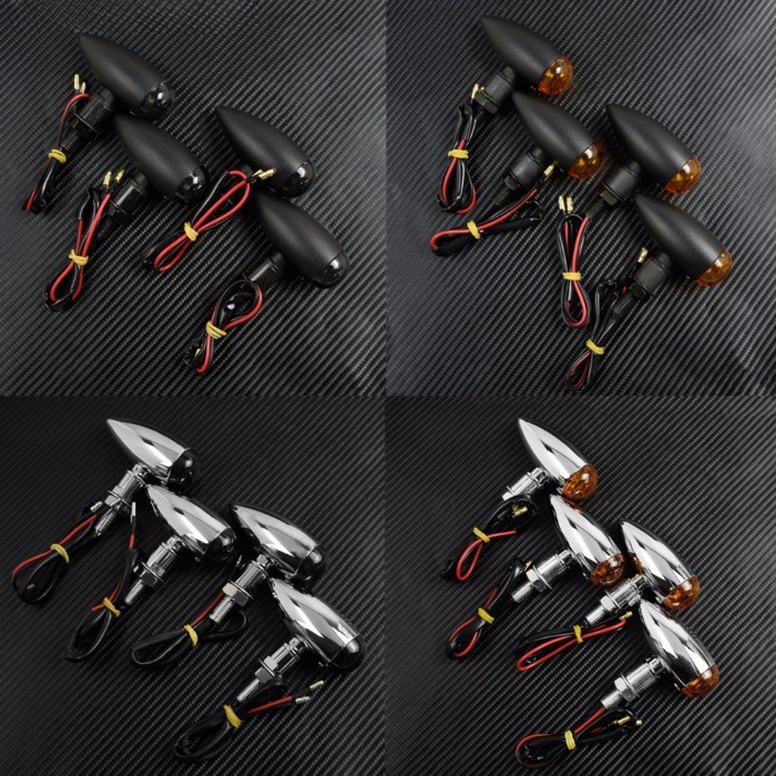 For Harley Sportster Bobber Mini Chopper 4Pcs EM Bullet Universal Motorcycle Turn Signals Indicator