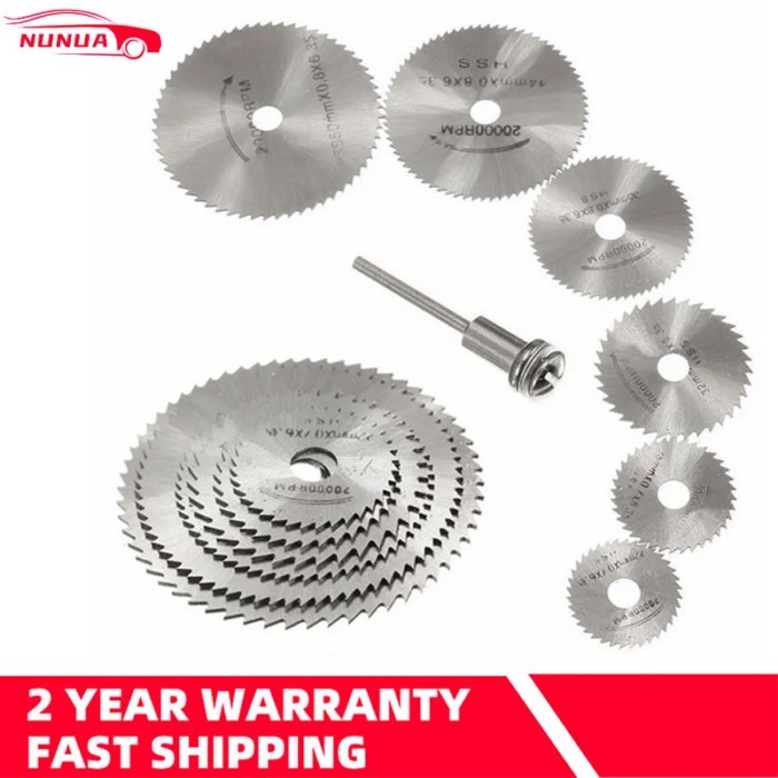 7Pcs HSS Cutting Disc Rotary Tool 22/25/32/35/44/50mm Circular Saw Blades Cutting Wheel Discs Mandr