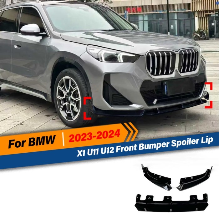 For BMW X1 U11 U12 2023 2024 M Sport Front Bumper Spoiler Lip Car Lower Splitter Blade Protector Pl