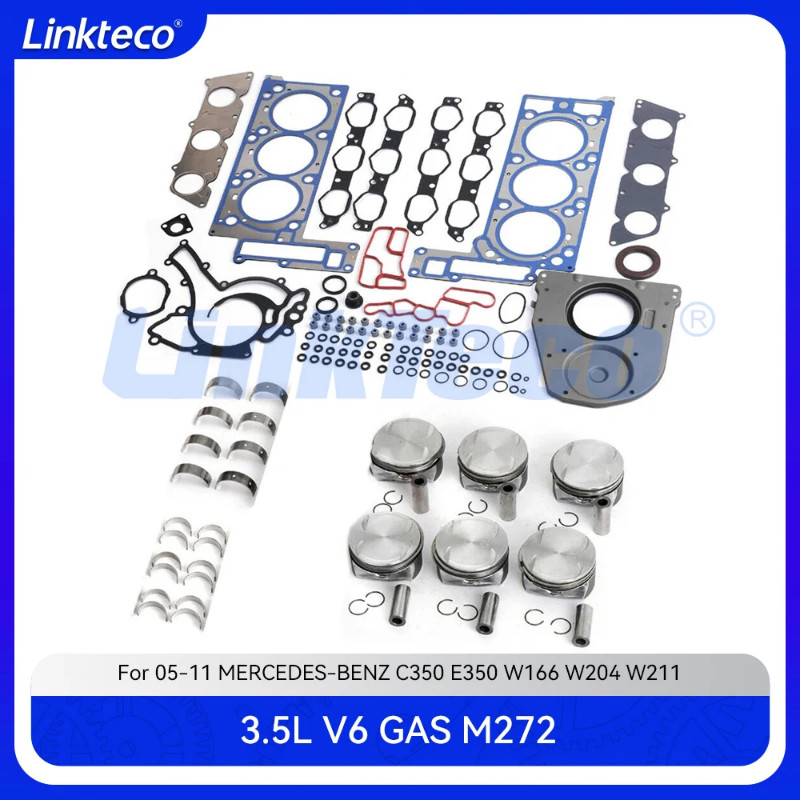 Engine Rebuilding Bearing Piston Ring Kit Cylinder Head Full Gasket Set 3.5 L M272 For 05-11 3.5L M