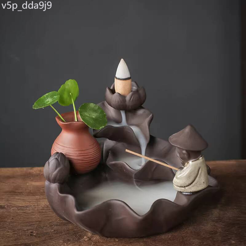 (ราคาถูกแต่คุณภาพ) Yuxuan Tea Pet Purple Clay Backflow กระถางธูป Old Man Fish, Art