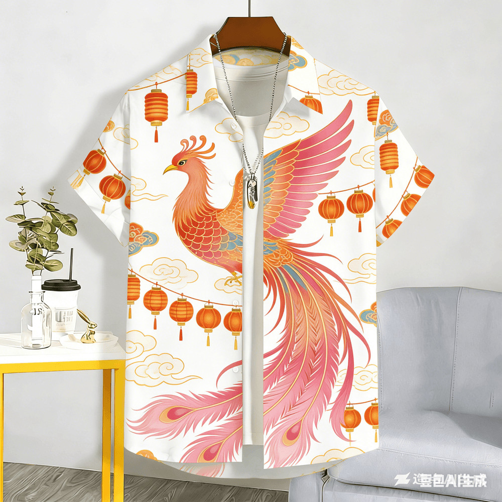 Lunar New Year Shirt Men shirt for Men Clothes Summer Casual short sleeve shirt Tops Outdoors Street wear 64a - รูปที่ 2