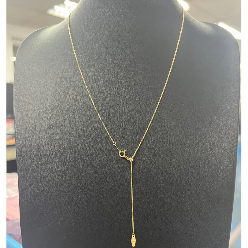 สร้อยคอทองคำ 18K Cable Link Necklace Gold 18K - 18 นิ้ว (แบบปรับขนาด)