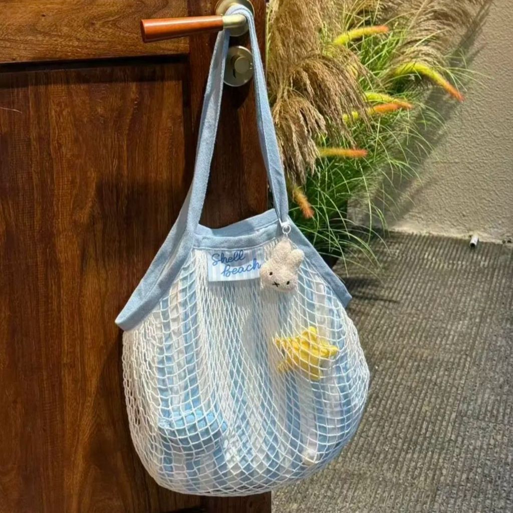 Vacation Shell Beach Net Pocket Shoulder Bag Women Casual Handbag