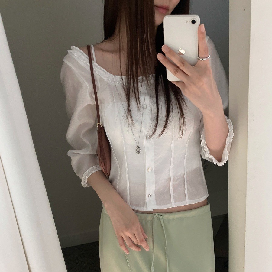 เสื้อคลีเวอร์คอเหลี่ยม สไตล์สลิมฟิต กระดุมแถวเดียว สำหรับผู้ชาย100533