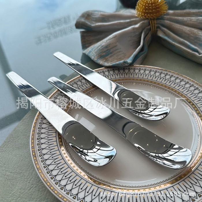 Long Handle 18/10 Stainless Steel Ice Cream Spoon, Dessert Spoon, Watermelon Spoon, Square Head Yog