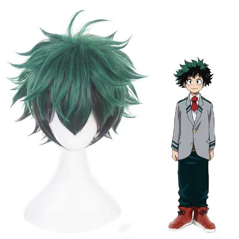 วิกผมสีเขียวและดำ.GradientสำหรับCosplay.My.Hero.Academia.Izuku.Midoriya