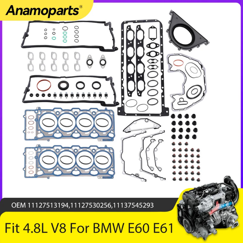 Engine Full Gasket Set Fit 4.8 L V8 GAS N62B48 For 04-10 BMW E60 E61 E63 E64 E65 E66 E53 E70 550i 6