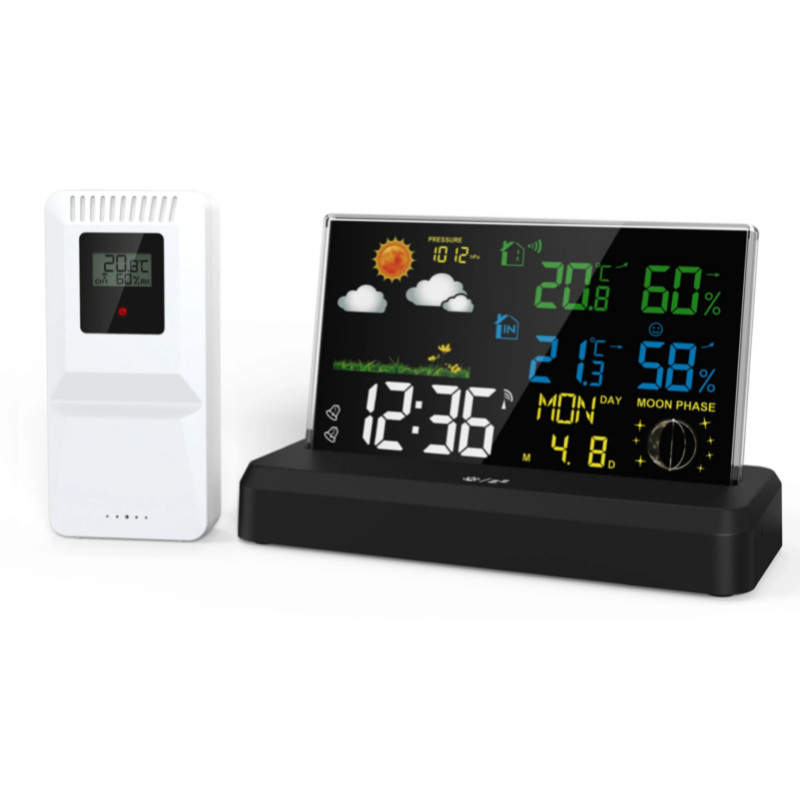 Weather Station Indoor Outdoor Temperature Humidity Monitor Home Weather Thermometer VA Display Ala