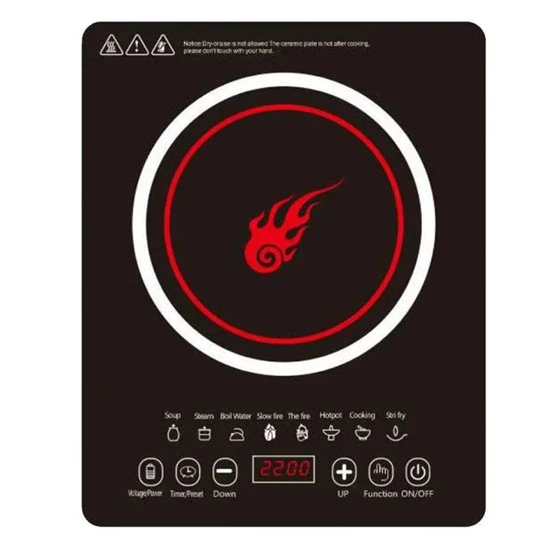 Desktop 2200W Induction Cooker 220V Black Microcrystalline Panel Induction Cooker Household Hot Pot